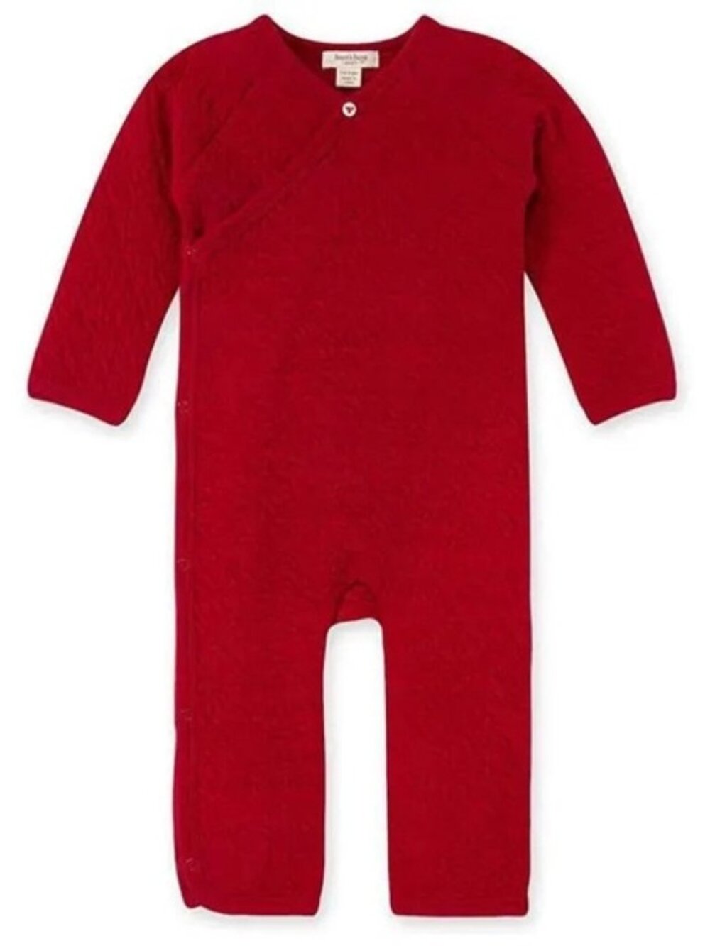 BURTS BEES - BABY BURGUNDY QUILTED KIMONO COVERALL, CARDINAL 12M